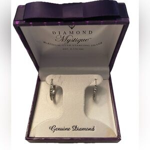 NWT Diamond Mystique Platinum over Sterling CZ Round Hoop Earrings in box